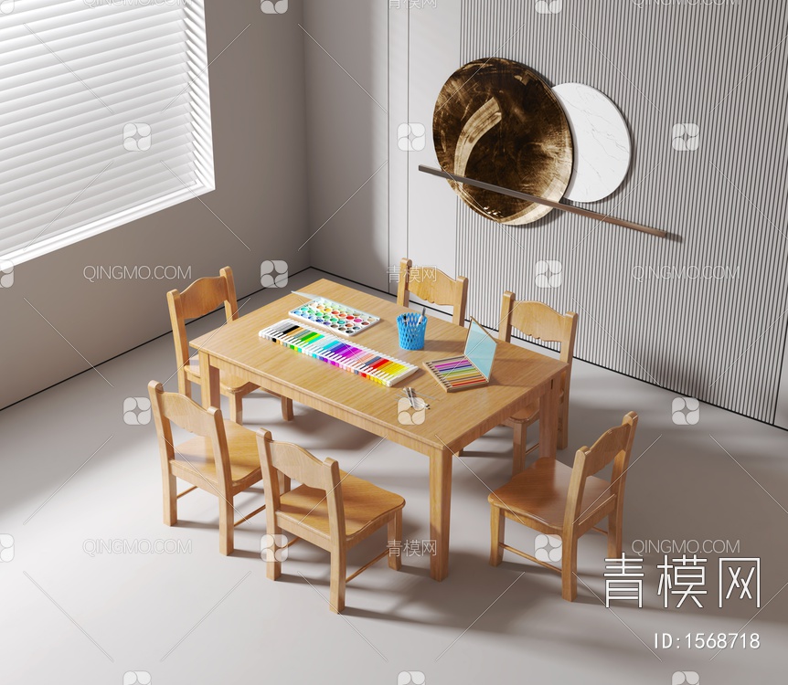 儿童桌椅3D模型下载【ID:1568718】