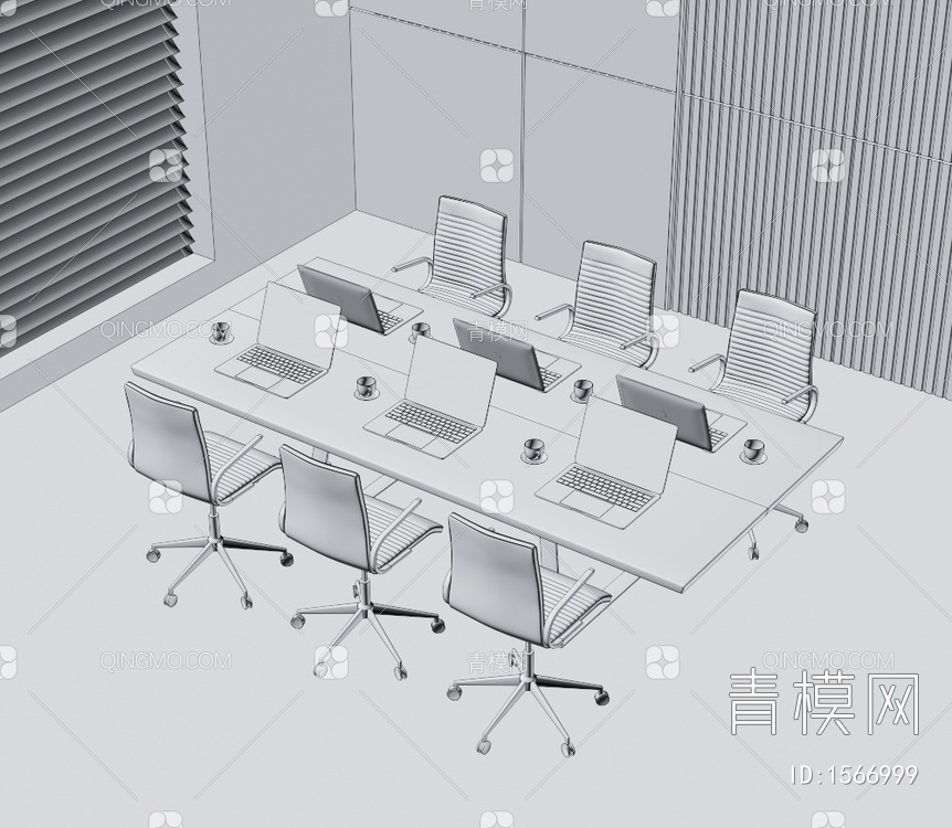 会议桌椅3D模型下载【ID:1566999】