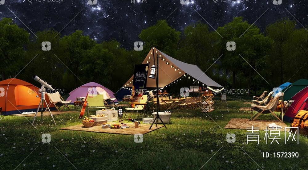 户外露营帐篷景观3D模型下载【ID:1572390】