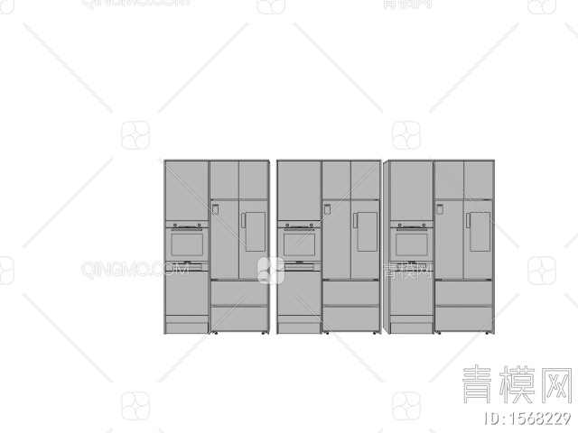 冰箱 双开门冰箱 嵌入式冰箱 烤箱 消毒柜3D模型下载【ID:1568229】