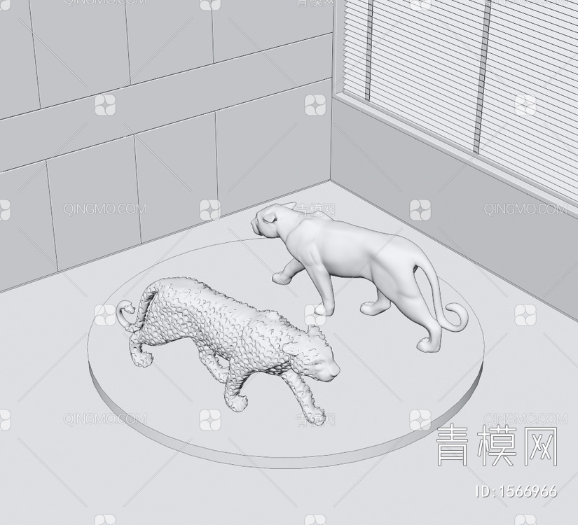 豹子雕塑摆件3D模型下载【ID:1566966】