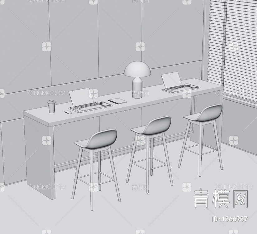 工作桌椅3D模型下载【ID:1566957】