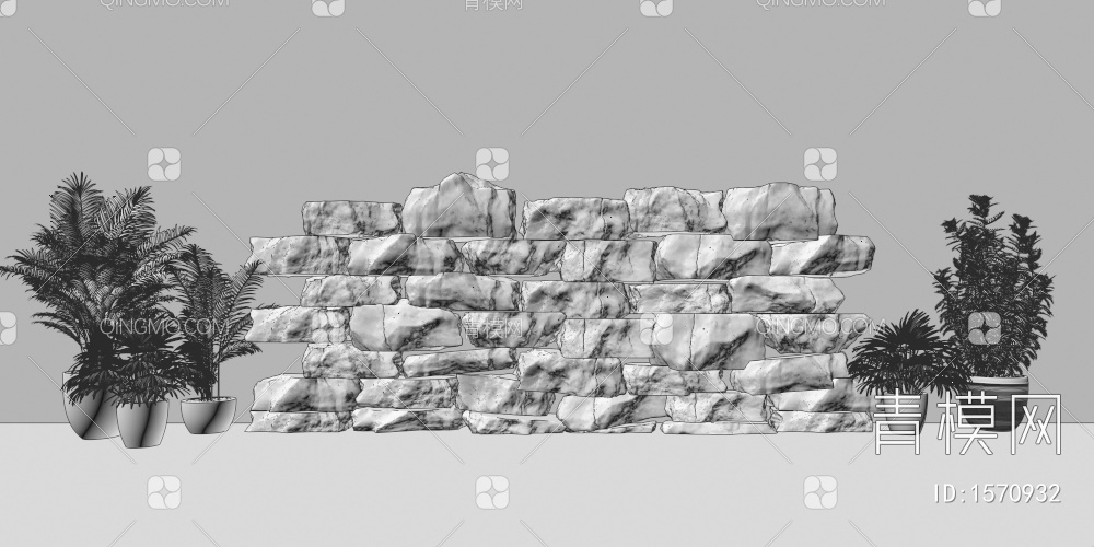 石头堆 石头墙3D模型下载【ID:1570932】