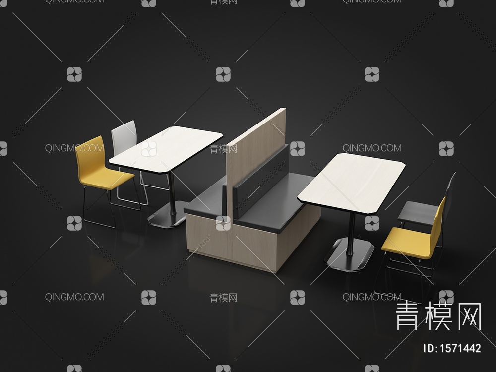 食堂餐桌椅3D模型下载【ID:1571442】