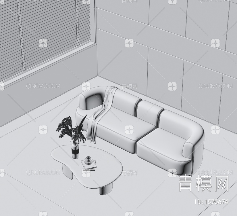 沙发茶几组合3D模型下载【ID:1570674】