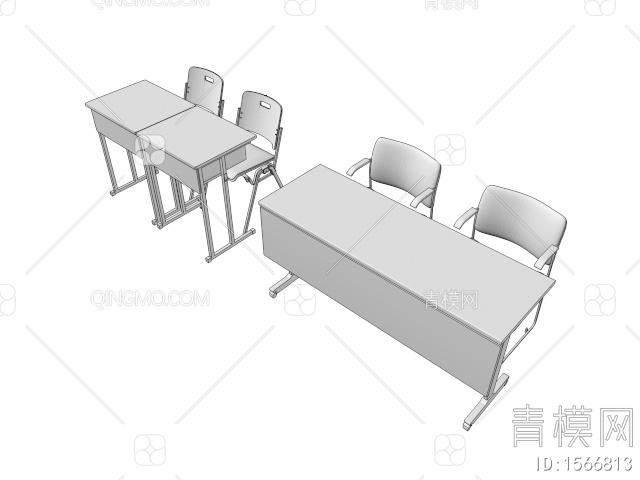 课桌椅 会议桌椅3D模型下载【ID:1566813】