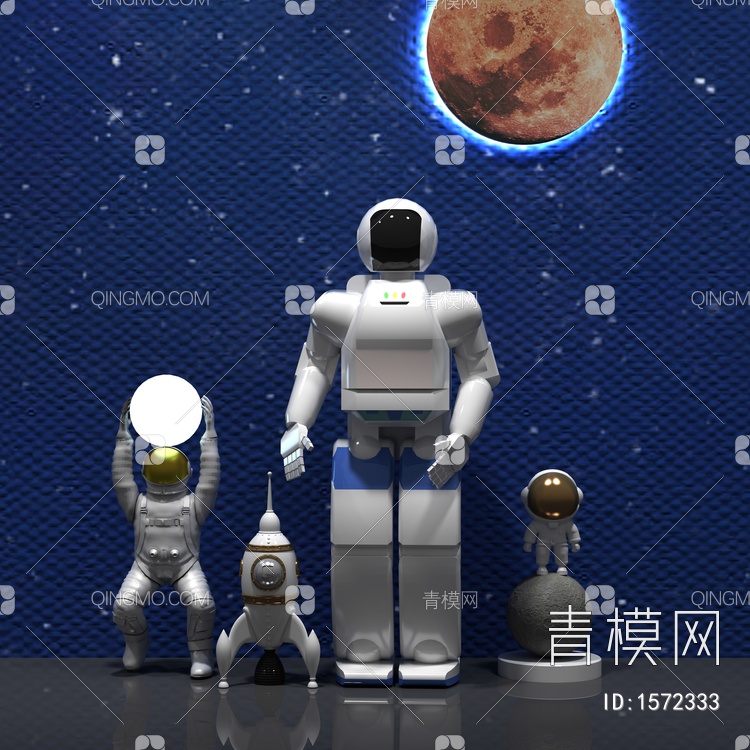 宇航员雕塑摆件3D模型下载【ID:1572333】