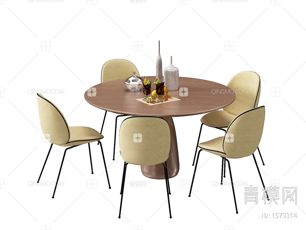 圆形餐桌椅3D模型下载【ID:1573314】