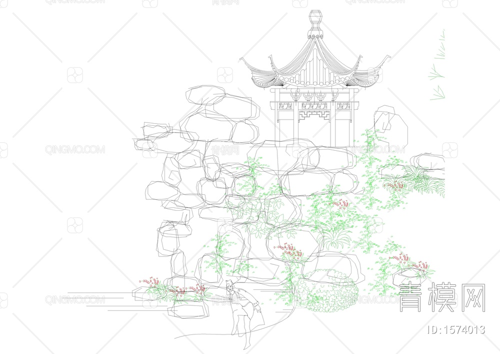 cad假山立面图【ID:1574013】