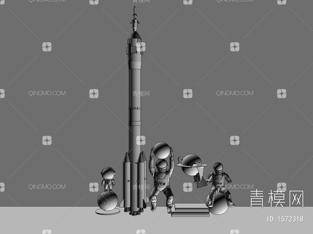 宇航员雕塑摆件3D模型下载【ID:1572318】