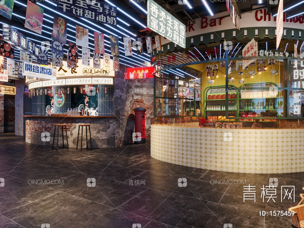 工装餐厅3D模型下载【ID:1575459】