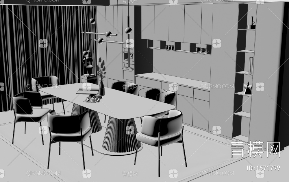 餐桌椅3D模型下载【ID:1571799】