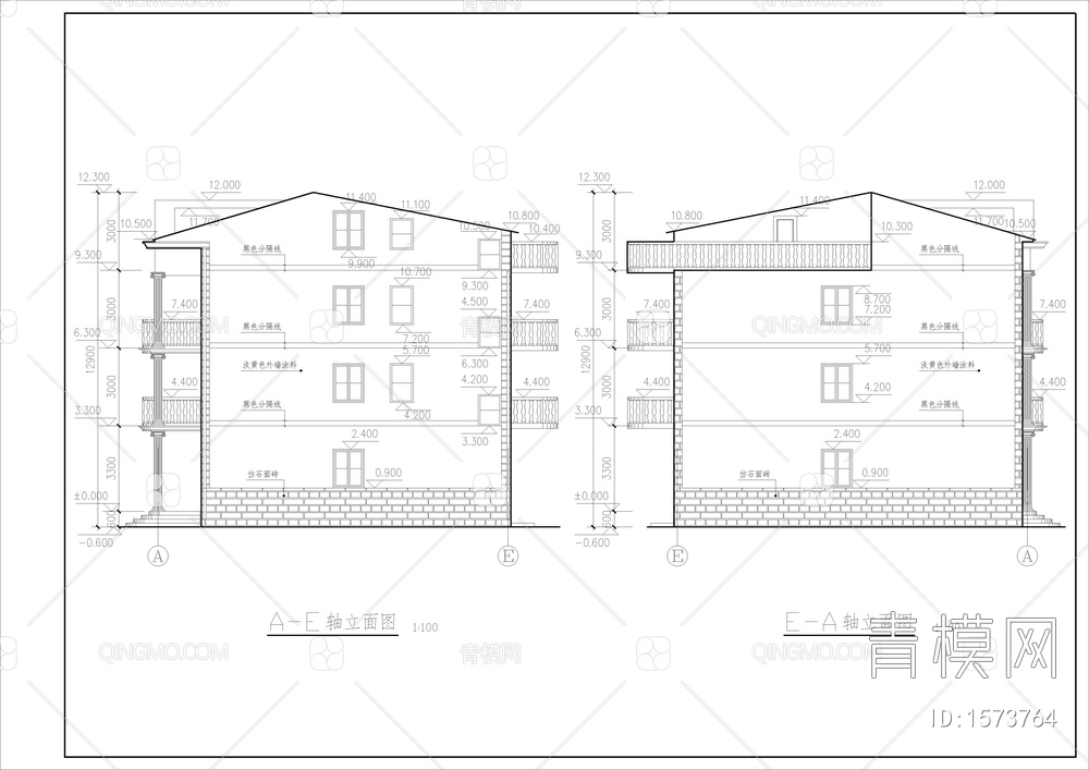 三层新农村自建房建筑结构图【ID:1573764】