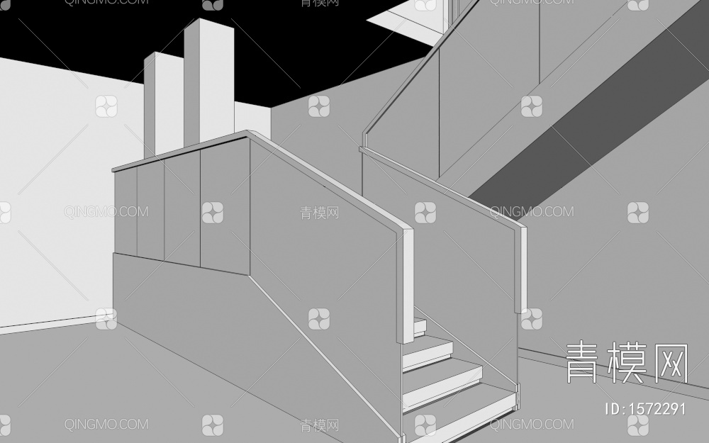 玻璃扶手楼梯3D模型下载【ID:1572291】