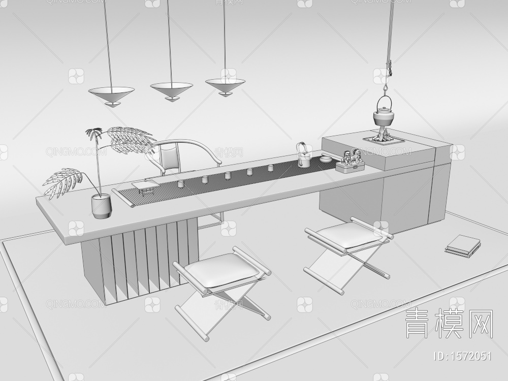 茶桌椅组合3D模型下载【ID:1572051】