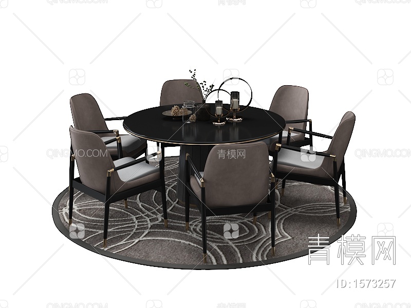 圆形餐桌椅3D模型下载【ID:1573257】
