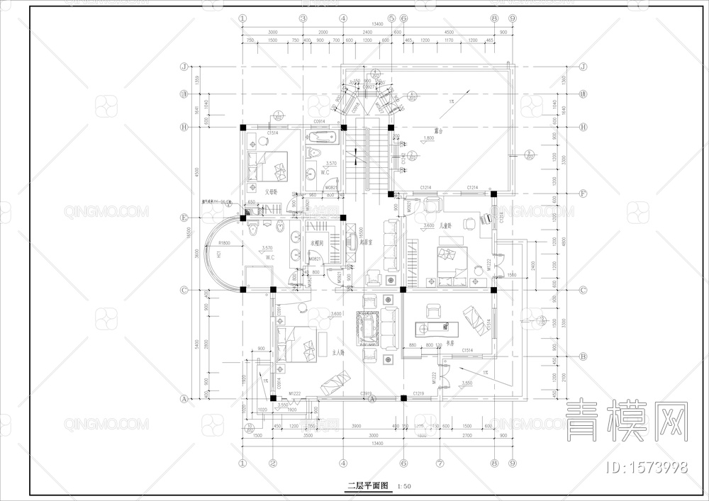 独栋别墅建筑图【ID:1573998】