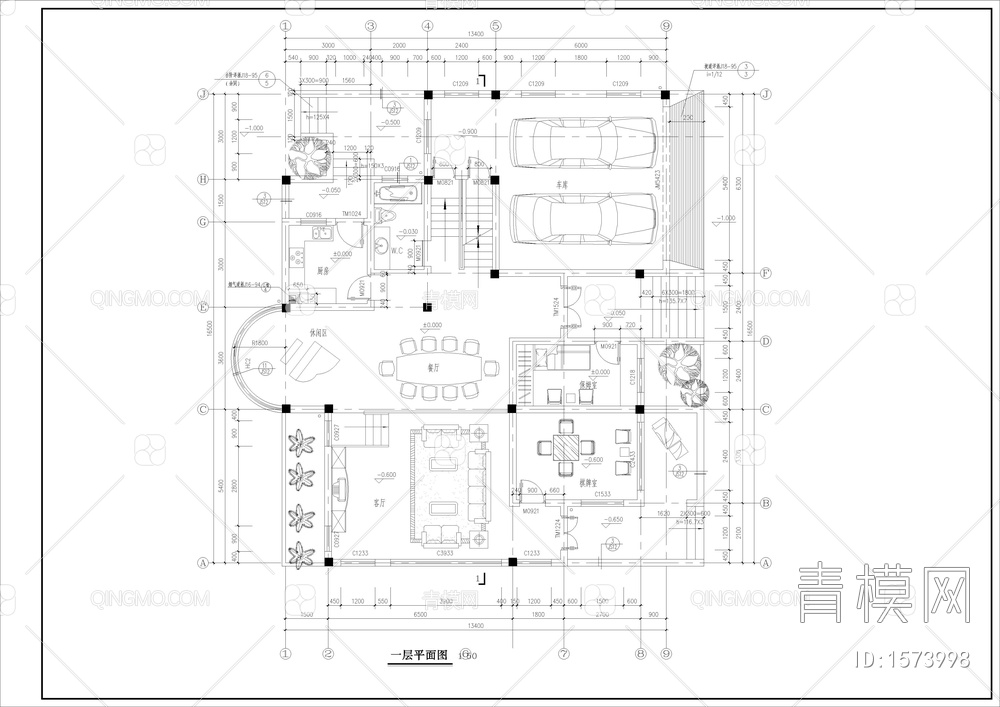 独栋别墅建筑图【ID:1573998】