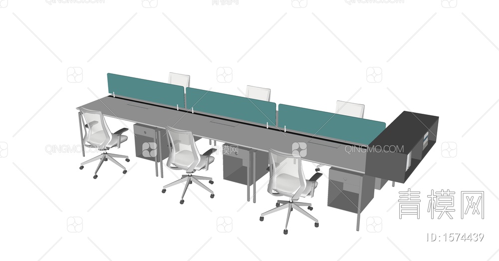 办公桌椅组合SU模型下载【ID:1574439】