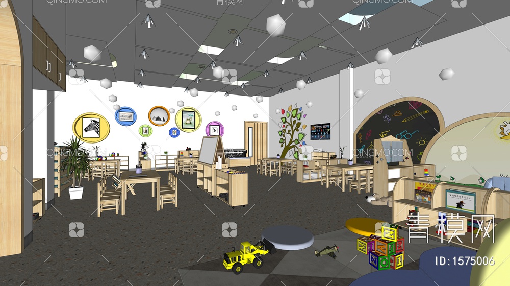 幼儿园教室 儿童活动空间  儿童活动区 儿童活动室SU模型下载【ID:1575006】