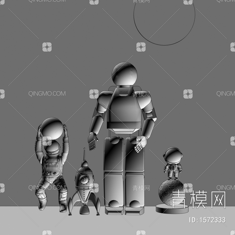 宇航员雕塑摆件3D模型下载【ID:1572333】