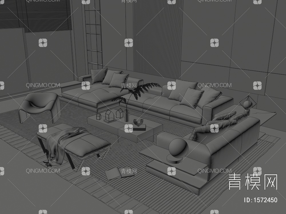 Minotti沙发茶几组合3D模型下载【ID:1572450】