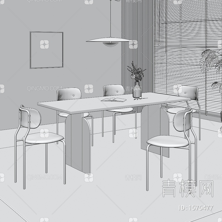 餐桌 餐椅 桌子 饰品 摆件3D模型下载【ID:1575477】