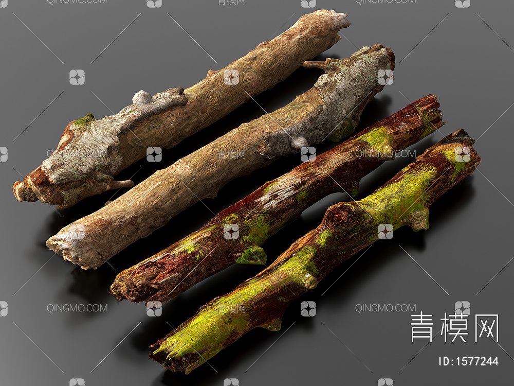 木头 树干 木材 木柴 木棍 朽木 腐烂木头3D模型下载【ID:1577244】