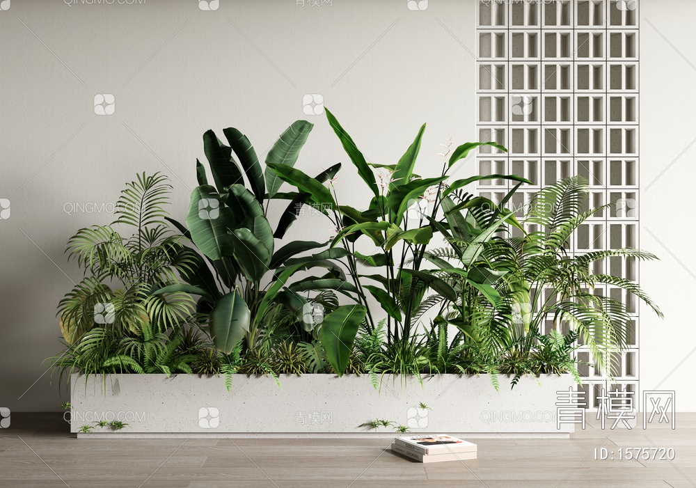 绿植花箱 植物组合 植物盆栽 植物堆 花池花坛3D模型下载【ID:1575720】