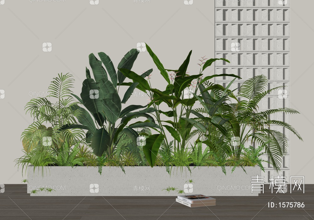 绿植花箱 植物组合 植物盆栽 植物堆 花池花坛SU模型下载【ID:1575786】