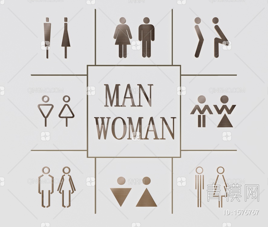 男女卫生间标志卫生间立体标志卫生间通标志卫生间标志时尚卫生间人物标志3D模型下载【ID:1576767】