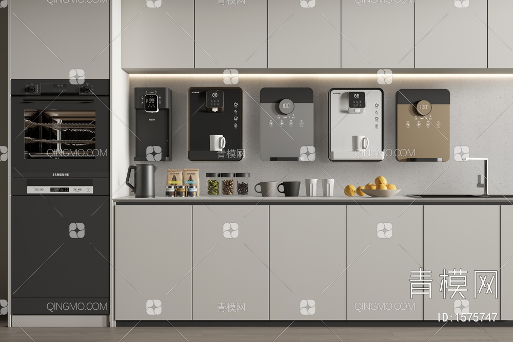 饮水机 壁挂式饮水机 净水器 烤箱 厨房用品3D模型下载【ID:1575747】
