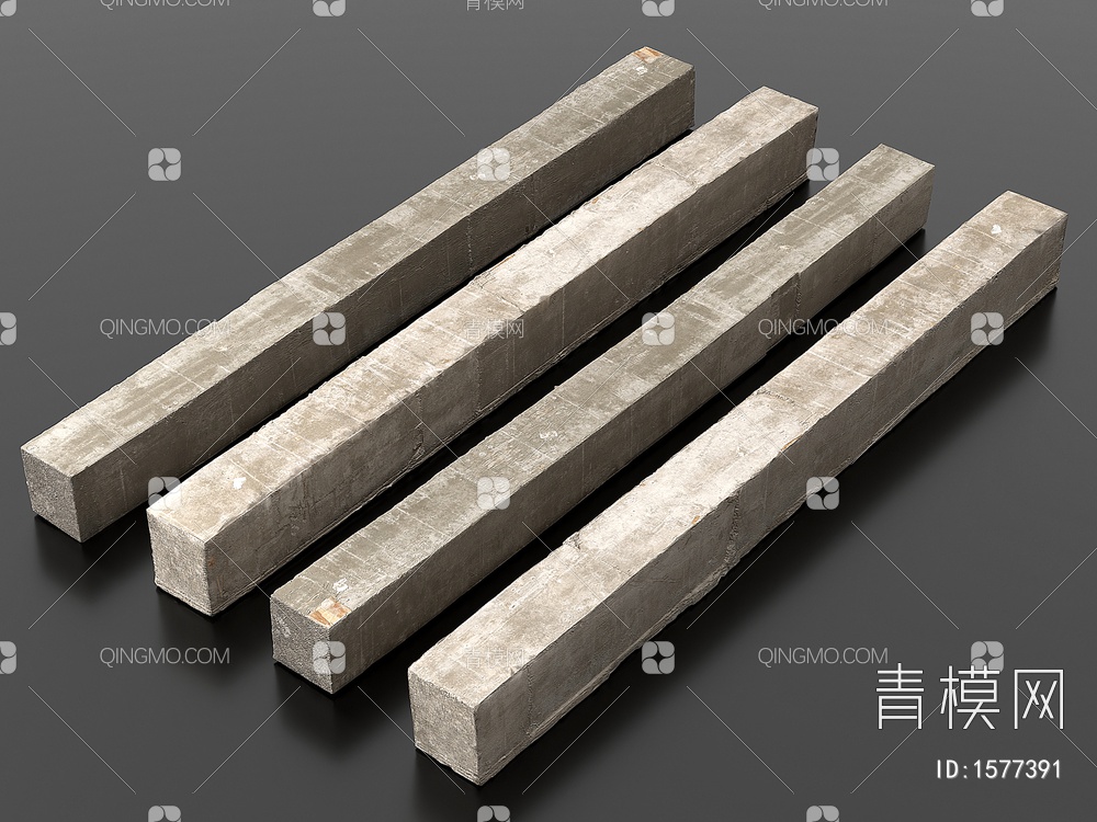混凝土柱子 水泥柱 水泥构件 工业柱子3D模型下载【ID:1577391】