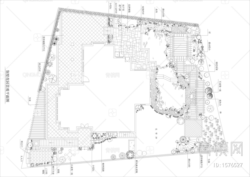 别墅花园设计平面图【ID:1576527】