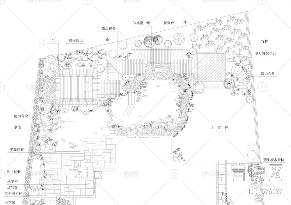 别墅花园设计平面图【ID:1576527】