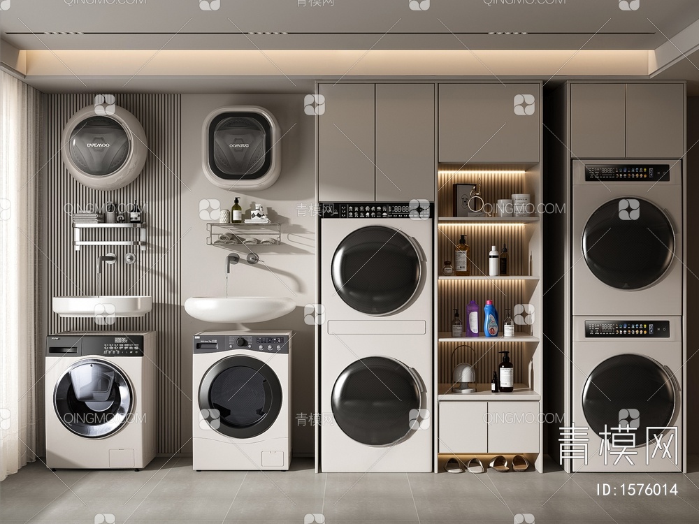 洗衣机柜组合3D模型下载【ID:1576014】