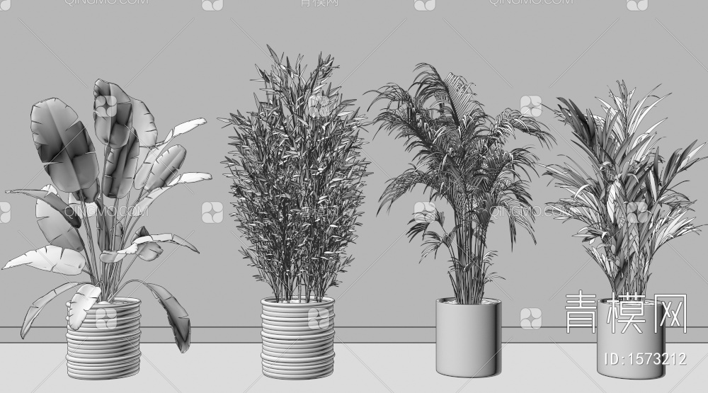 植物盆栽组合3D模型下载【ID:1573212】