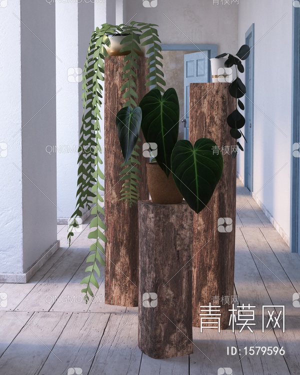 植物盆栽3D模型下载【ID:1579596】