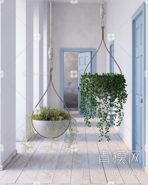吊篮 盆栽 植物3D模型下载【ID:1579626】