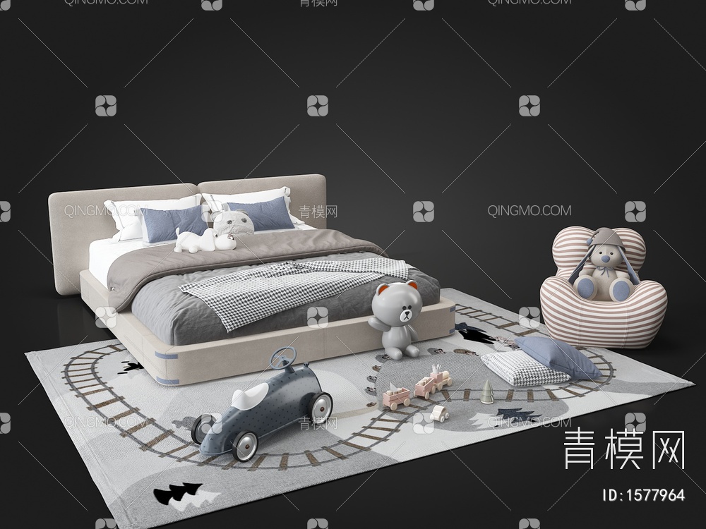 儿童双人床3D模型下载【ID:1577964】