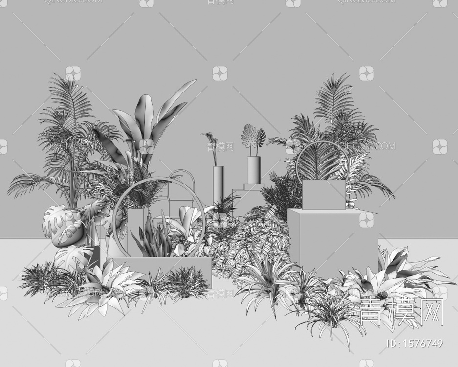 植物绿植绿植堆绿植丛花丛大叶植物小叶植物造型植物堆3D模型下载【ID:1576749】