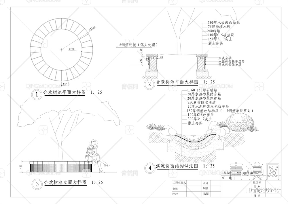 别墅庭院景观绿化全套施工图【ID:1580145】