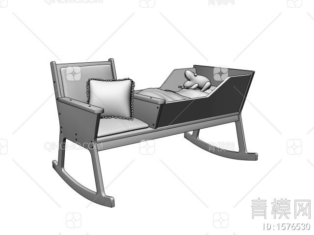 母婴用品 摇篮车 婴儿床3D模型下载【ID:1576530】