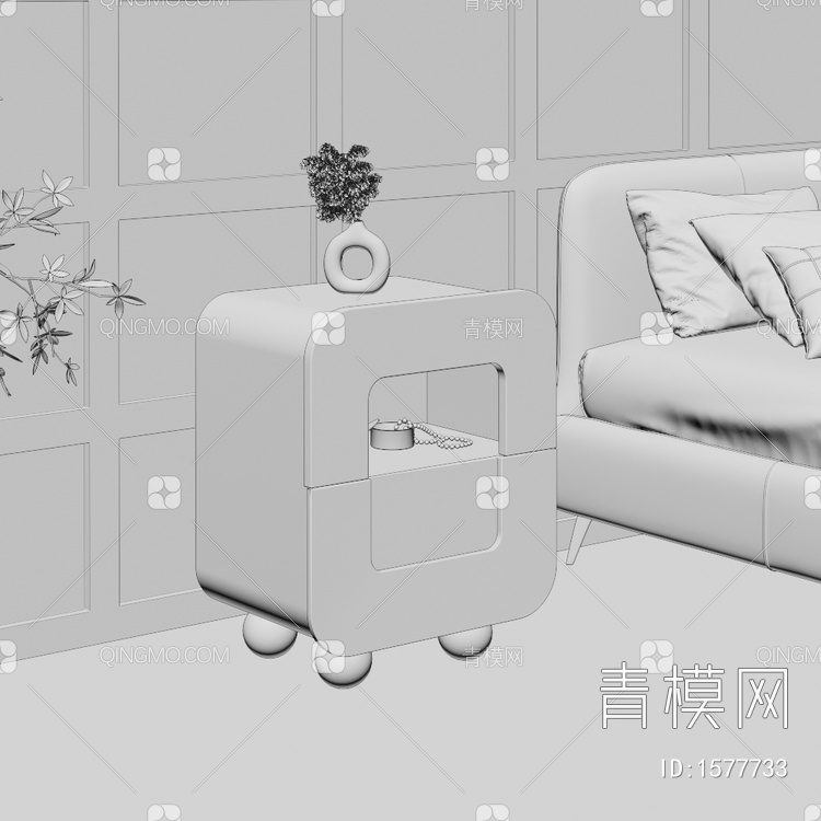 床头柜 柜子3D模型下载【ID:1577733】