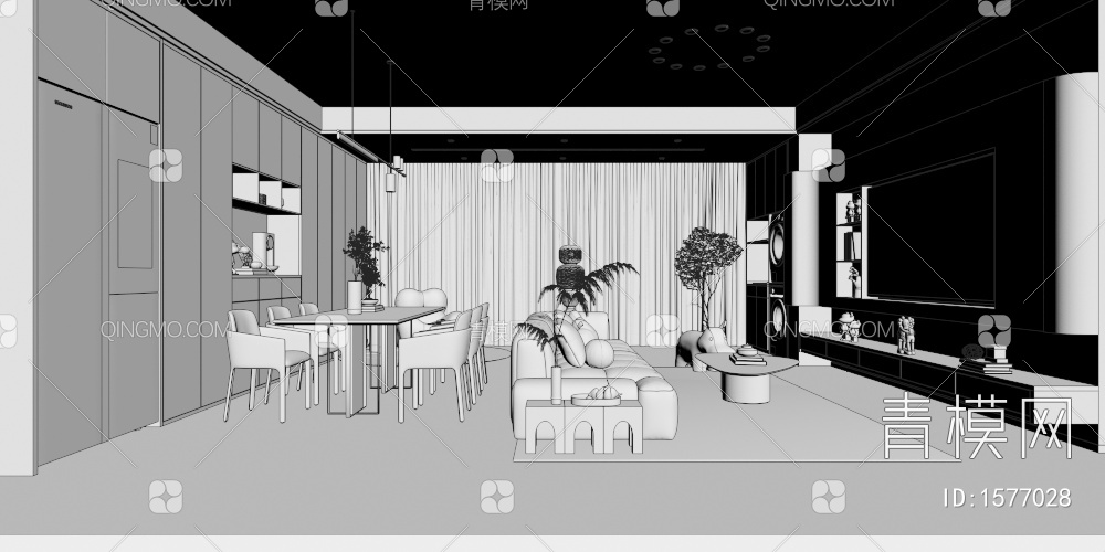 客餐厅3D模型下载【ID:1577028】