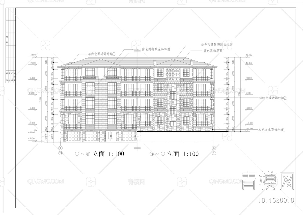 小型公寓全套建筑图【ID:1580010】