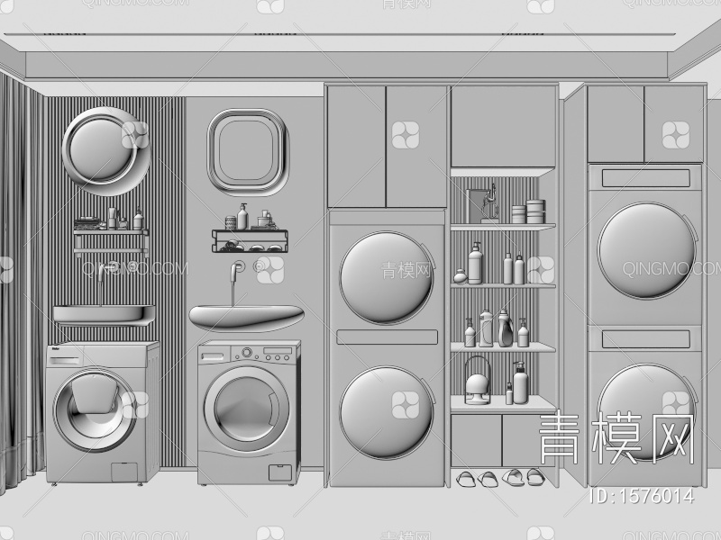 洗衣机柜组合3D模型下载【ID:1576014】