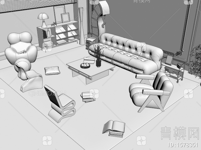 沙发茶几组合3D模型下载【ID:1578351】