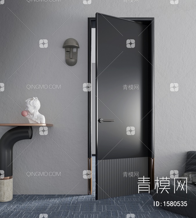 单开卧室门3D模型下载【ID:1580535】
