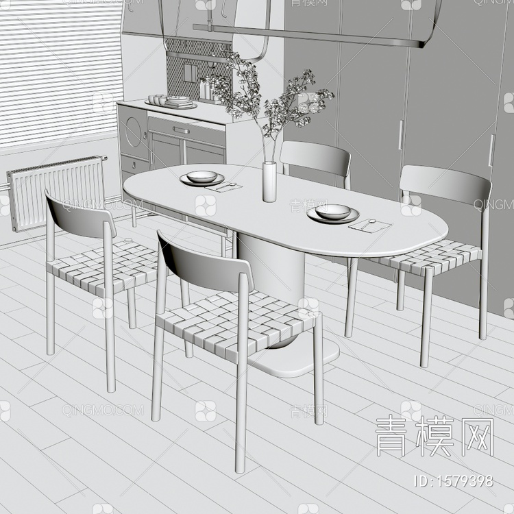 餐桌椅3D模型下载【ID:1579398】
